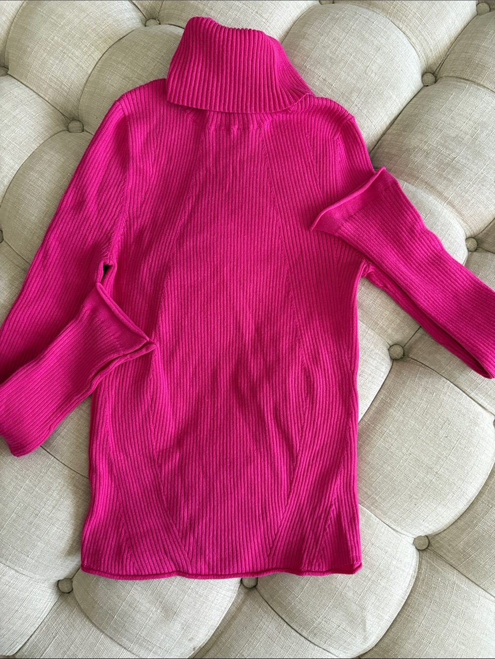 Anthropologie Maeve Ribbed Turtleneck Sweater in Fuchsia Pink